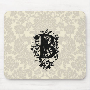 ‚B‘ Verzierte barocke Monogramm Mousepad