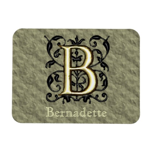 B - Vintages Monogramm (Gold) Magnet (Horizontal)