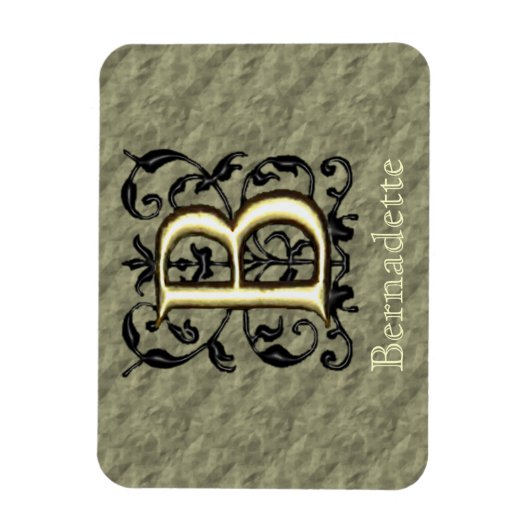 B - Vintages Monogramm (Gold) Magnet (Vertikal)