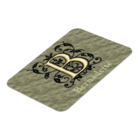 B - Vintages Monogramm (Gold) Magnet (Linke Seite)