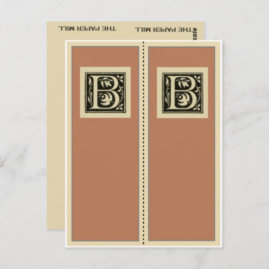 B-Vintages Monogramm-Lesezeichen Postkarte (Vorne/Hinten)