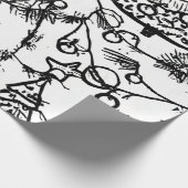 B&W Abstrahierte Weihnachtszweige Geschenkpapier (Ecke)
