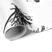 B&W Abstrahierte Weihnachtszweige Geschenkpapier (Rolleneckpunkt)