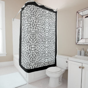 B&W Animal Print Sherpa Blanket Duschvorhang