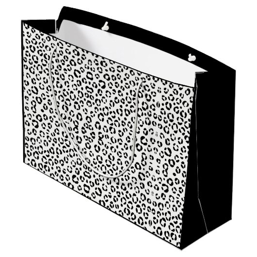B&W Animal Print Sherpa Blanket Große Geschenktüte (Rückseite Schrägansicht)
