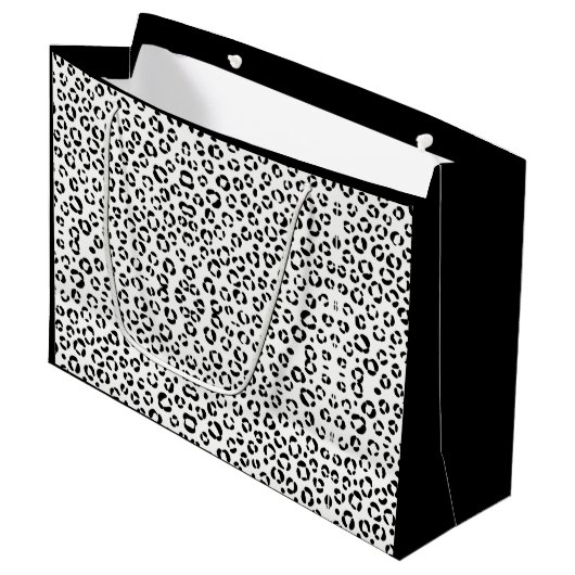 B&W Animal Print Sherpa Blanket Große Geschenktüte (Vorderseite Schrägansicht)