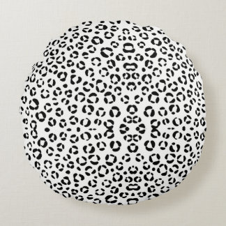 B&W Animal Print Sherpa Blanket Rundes Kissen
