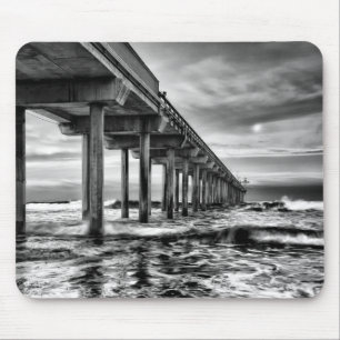 B&W-Anlegesteg im Morgengrauen, Kalifornien Mousepad
