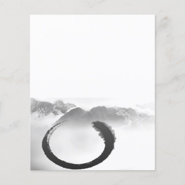 B&W Aquarell Ruhige Berge Zen Enso (Vorderseite)