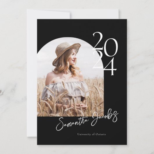 B&W Arch Moderne Graduierungspartei für Minimalist Einladung (Vorderseite)