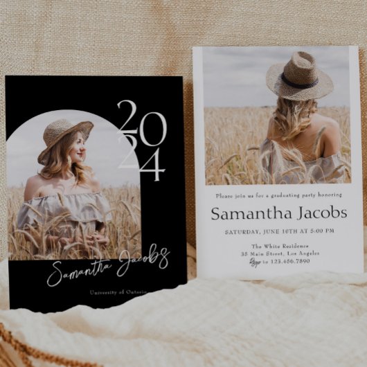 B&W Arch Moderne Graduierungspartei für Minimalist Einladung