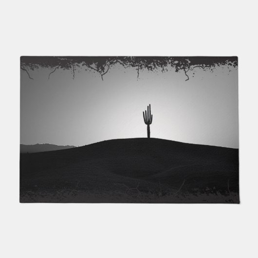 B&W Arizona Sahuaro Wüste Südwestwesten Fußmatte (Vorderseite)