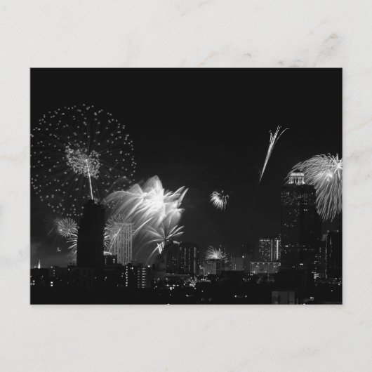 B&W Bangkok Feuerwerk Postkarte (Vorderseite)