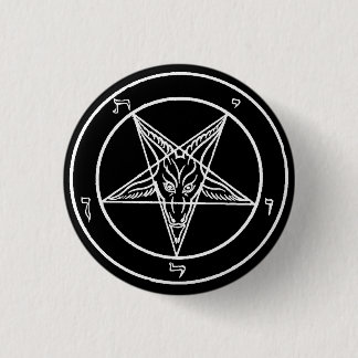 B/W Baphomet Pentagram Sigil 1,25" hinterer Knopf Button