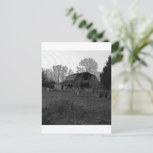 B&W Barn Postkarte (Stehend Vorderseite)