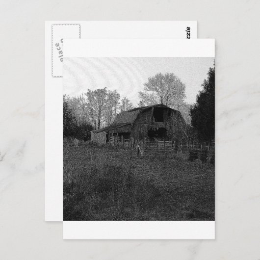 B&W Barn Postkarte (Vorne/Hinten)