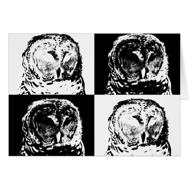 B/W Barred Owl Pop Art (Vorderseite (Horizontal))