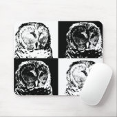 B/W Barred Owl Pop Art Mousepad (Mit Mouse)