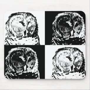 B/W Barred Owl Pop Art Mousepad