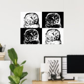 B/W Barred Owl Pop Art Poster (Heimbüro)