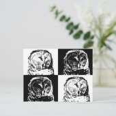 B/W Barred Owl Pop Art Postkarte (Stehend Vorderseite)