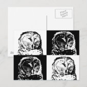B/W Barred Owl Pop Art Postkarte (Vorne/Hinten)