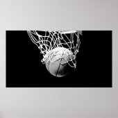 B&W Basketball Ball & Net Print Poster (Vorne)