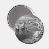 B&W Beach Coast, Kalifornien Magnet (Vorderseite/Rückseite)