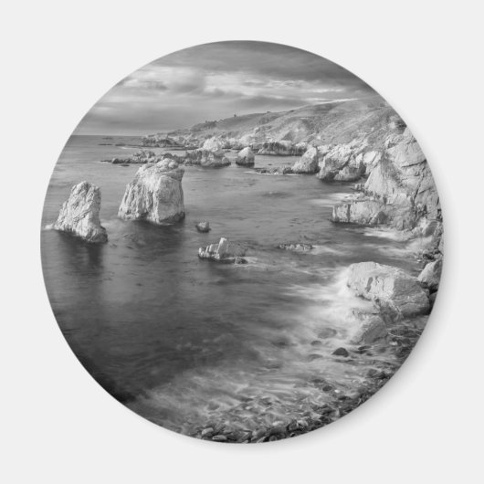 B&W Beach Coast, Kalifornien Magnet (Vorne)