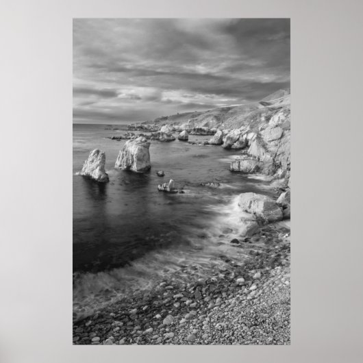 B&W Beach Coast, Kalifornien Poster (Vorne)