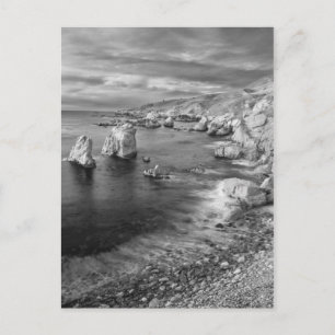 B&W Beach Coast, Kalifornien Postkarte