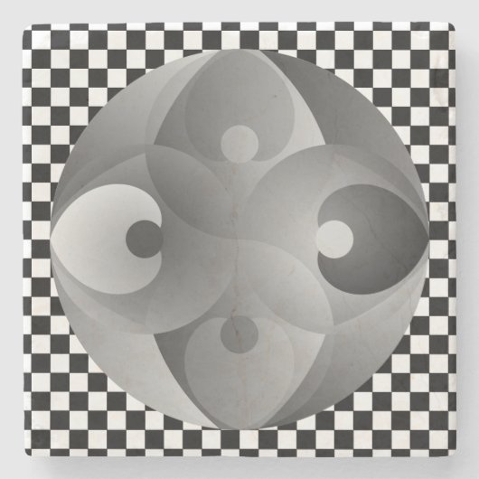 B/W Bilanz von Kenneth Yoncich Steinuntersetzer (Vorderseite)