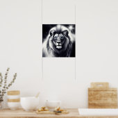 B&W Blue Mit Augen Lion Poster (Küche)