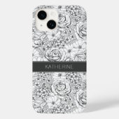 B&W Blumengarten Rose Muster Case-Mate iPhone Hülle (Rückseite)