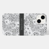 B&W Blumengarten Rose Muster Case-Mate iPhone Hülle (Rückseite (Horizontal))