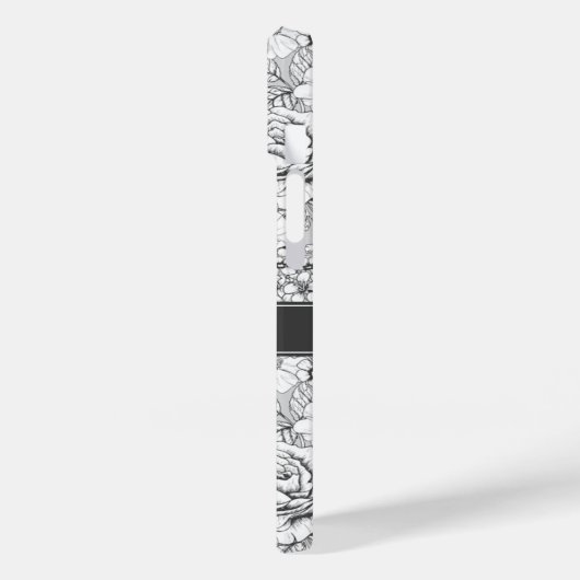 B&W Blumengarten Rose Muster Case-Mate iPhone Hülle (Rückseite / Links)