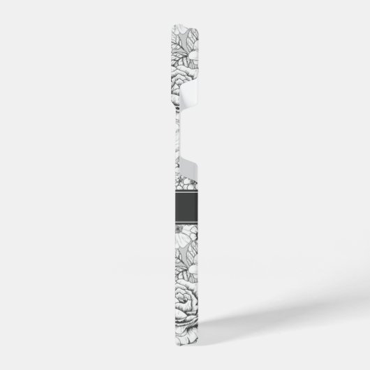 B&W Blumengarten Rose Muster iPhone Hülle (Linke Seite)