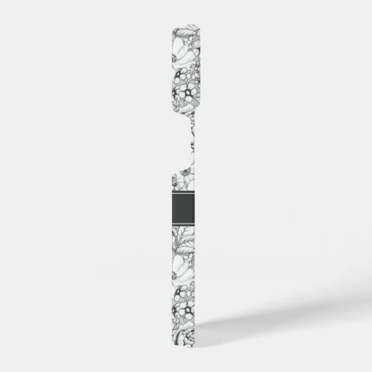 B&W Blumengarten Rose Muster iPhone Hülle (Rechte Seite)