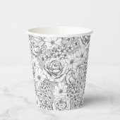 B&W Blumengarten Rose Muster Pappbecher (Links)