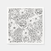 B&W Blumengarten Rose Muster Serviette (Vorderseite)