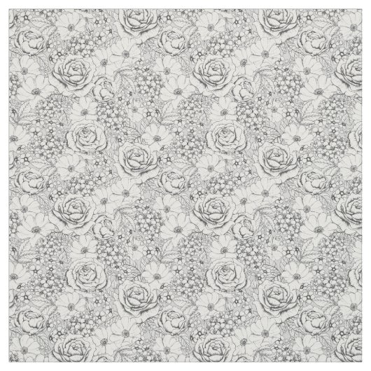 B&W Blumengarten Rose Muster Stoff (Muster)