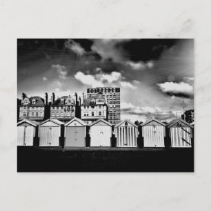 B&W Brighton Beach Huts Postkarte