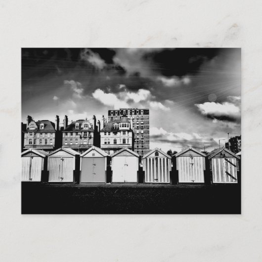 B&W Brighton Beach Huts Postkarte (Vorderseite)