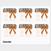 B&W Brocade Orange Bow Baking Stickers (Blatt)
