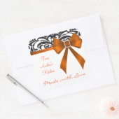 B&W Brocade Orange Bow Baking Stickers (Umschlag)