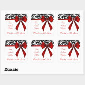 B&W Brocade Red Bow Baking Stickers (Blatt)