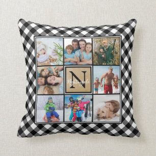 B&W Buffalo Karo 8 Foto Monogramm & Name Kissen