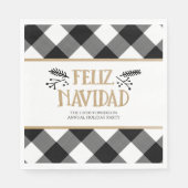 B&W Buffalo Karo Brown Kraft Feliz Navidad Serviette (Vorderseite)