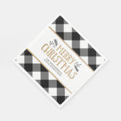 B&W Buffalo Karo Brown Kraft Frohe Weihnachten Serviette (Ecke)