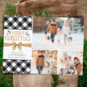 B&W Buffalo Karo Gold Brown MERRY CHRISTMAS Feiertagskarte